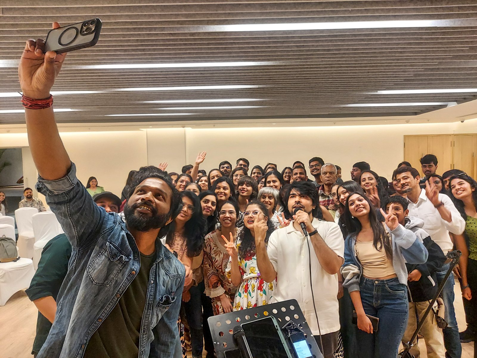 Jam room rehearsal, notes on the floor